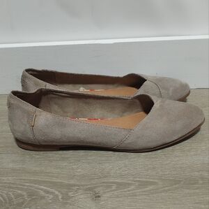 Tom's Beige Padded Julie Almond Toe Slip On Suede Flats Size 8.5